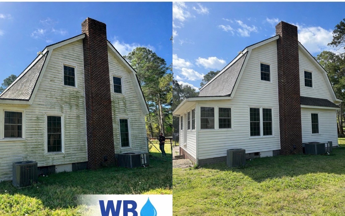 Before and after house washing — Pembroke NC